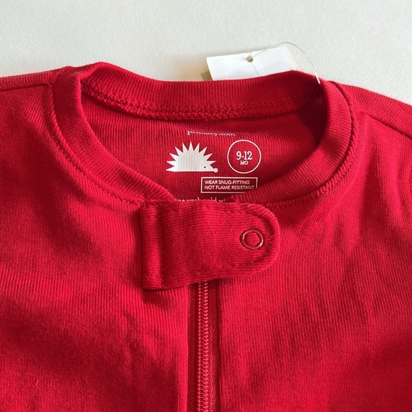 Primary- red, footie pjs, zipper, 9-12m - Picture 3 of 4